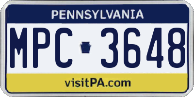 PA license plate MPC3648