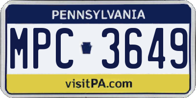 PA license plate MPC3649