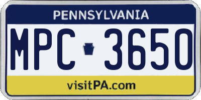 PA license plate MPC3650