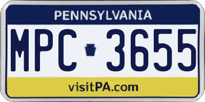 PA license plate MPC3655