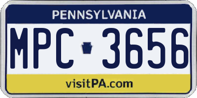 PA license plate MPC3656