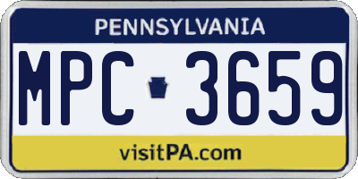 PA license plate MPC3659