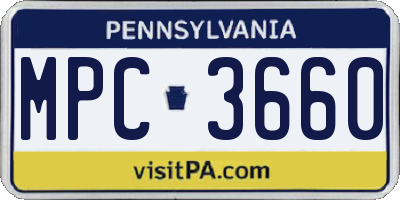PA license plate MPC3660