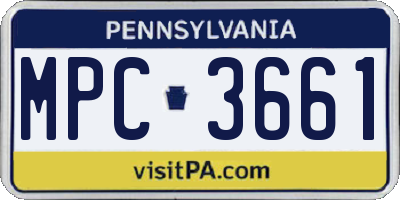 PA license plate MPC3661