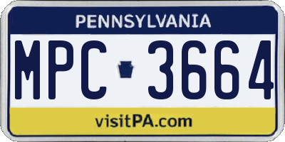 PA license plate MPC3664