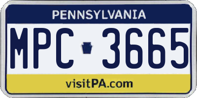 PA license plate MPC3665