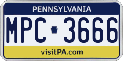 PA license plate MPC3666