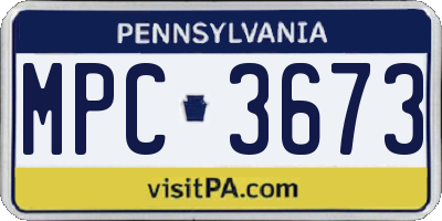 PA license plate MPC3673