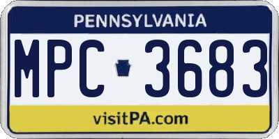 PA license plate MPC3683