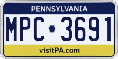 PA license plate MPC3691