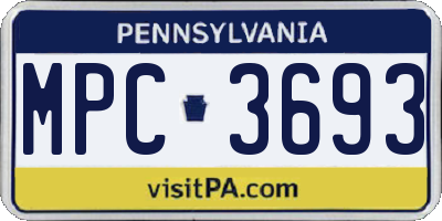 PA license plate MPC3693