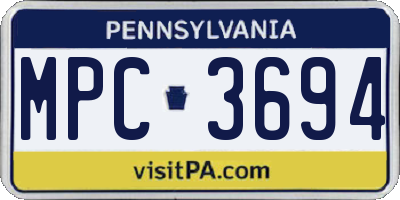 PA license plate MPC3694