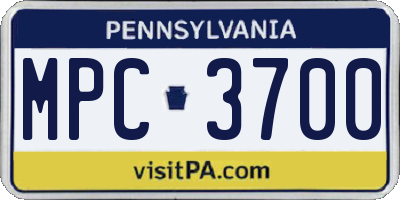 PA license plate MPC3700
