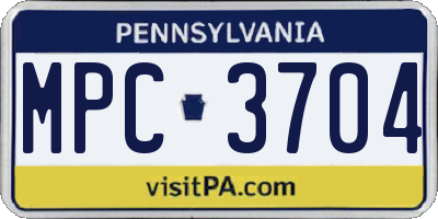 PA license plate MPC3704