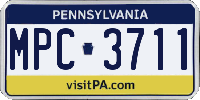 PA license plate MPC3711