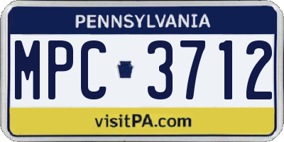 PA license plate MPC3712