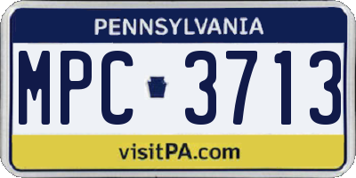 PA license plate MPC3713