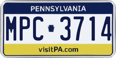 PA license plate MPC3714