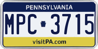 PA license plate MPC3715