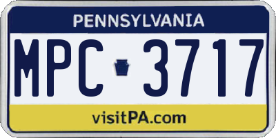 PA license plate MPC3717
