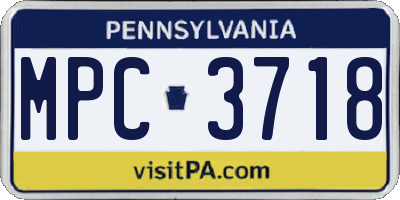 PA license plate MPC3718