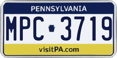 PA license plate MPC3719