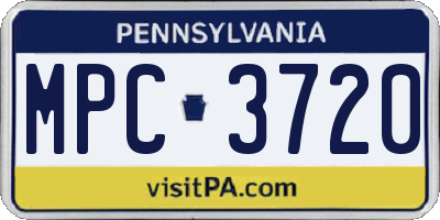 PA license plate MPC3720