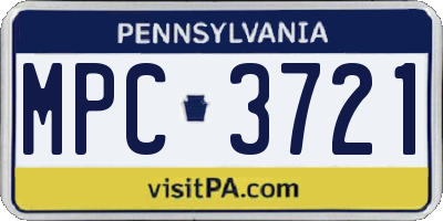 PA license plate MPC3721