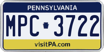 PA license plate MPC3722