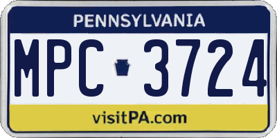 PA license plate MPC3724