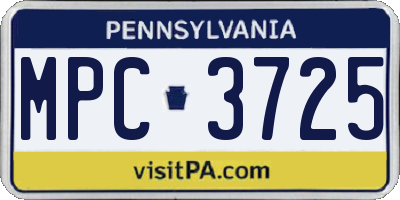 PA license plate MPC3725