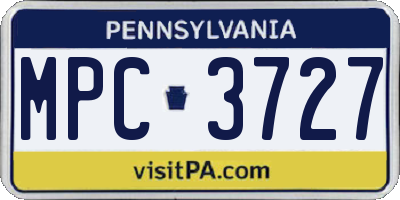 PA license plate MPC3727