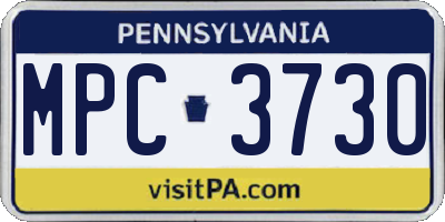 PA license plate MPC3730