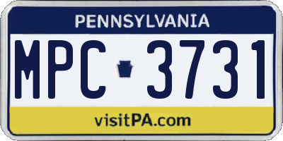 PA license plate MPC3731