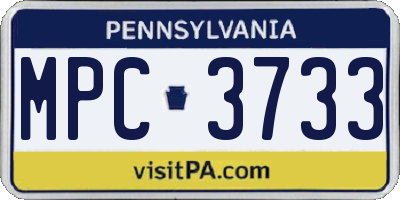 PA license plate MPC3733