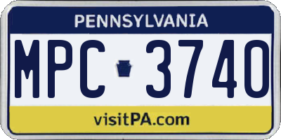 PA license plate MPC3740