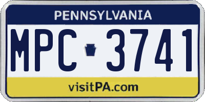 PA license plate MPC3741