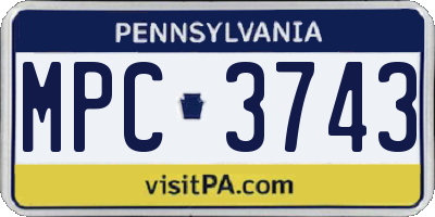 PA license plate MPC3743