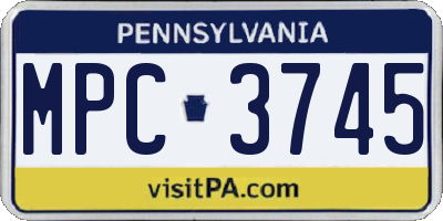 PA license plate MPC3745