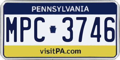 PA license plate MPC3746
