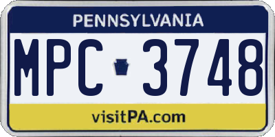 PA license plate MPC3748
