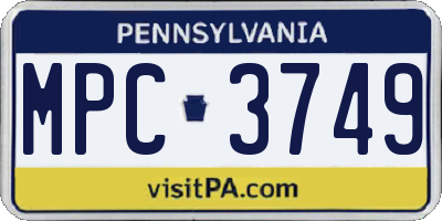 PA license plate MPC3749