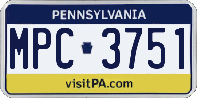 PA license plate MPC3751