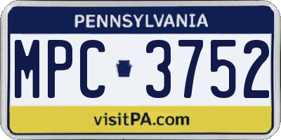 PA license plate MPC3752