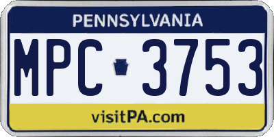 PA license plate MPC3753