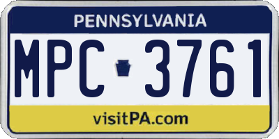 PA license plate MPC3761