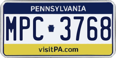 PA license plate MPC3768