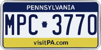PA license plate MPC3770