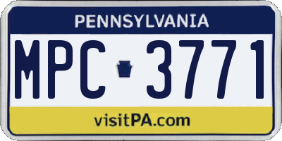 PA license plate MPC3771