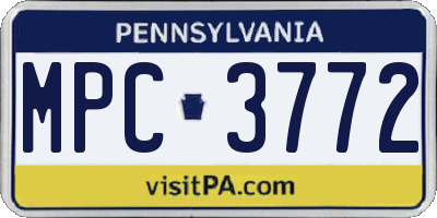 PA license plate MPC3772